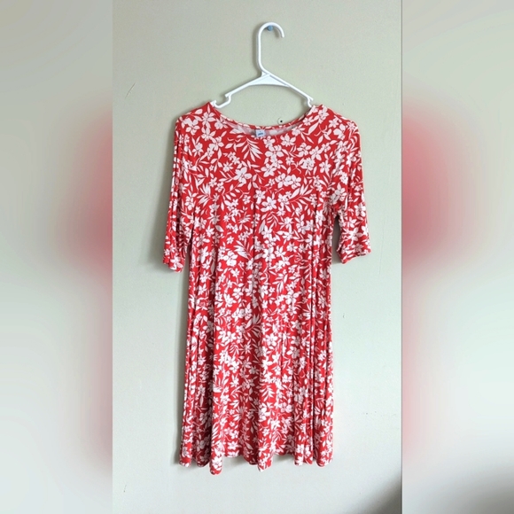 RED and White Hawaiian Floral Mini Old Navy Small Dress - Picture 1 of 5